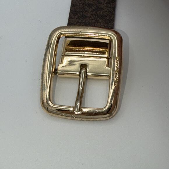 Michael Kors Logo Belt, Vanilla Brown Medium 36” Twist Reversible MK all-over - Picture 3 of 10